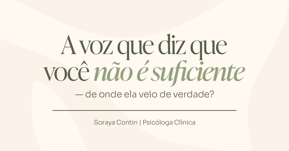 Ela recebia elogio do chefe e ainda assim ia para casa pensando que não era boa o suficiente. O problema não era a ansiedade. Era o que ela acreditava sobre si mesma desde criança — e como essa voz silenciosa moldou cada escolha, cada relação, cada conquista que ela não conseguia celebrar.